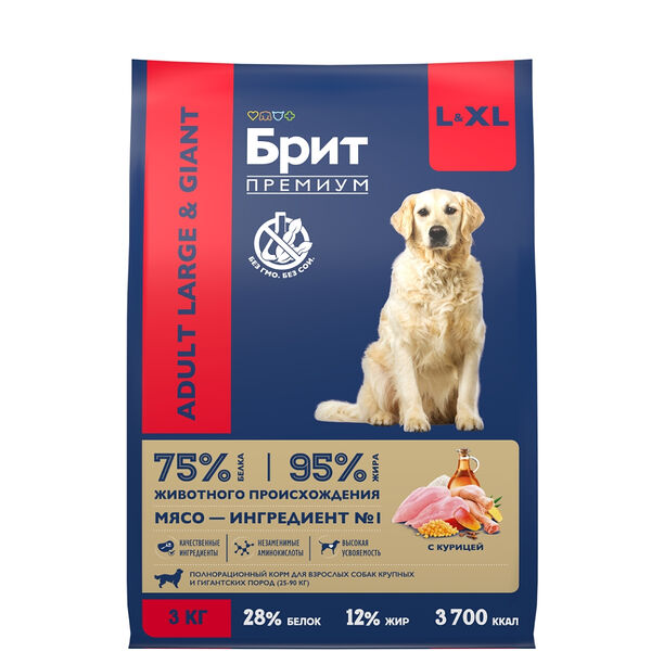 Корм Brit Premium Dog Adult Large с курицей для взрослых собак крупных пород 3 кг