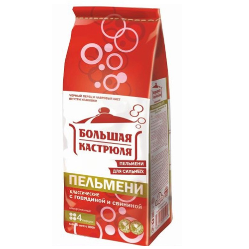 

Пельмени Большая кастрюля классические с говядиной и свининой 800 г