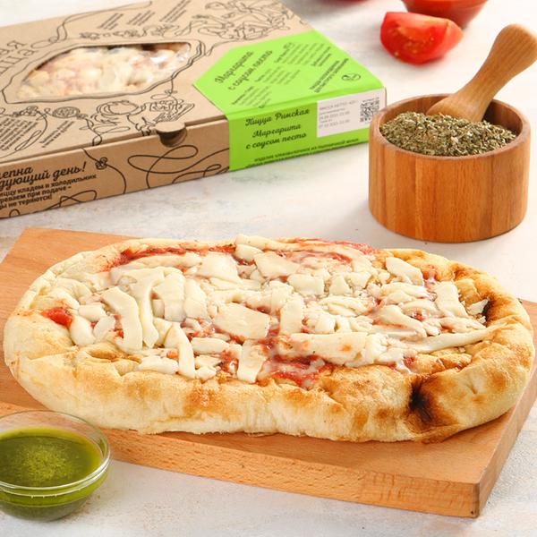 Пицца Римская Маргарита с соусом Песто МясновЪ Шеф-повар охлажденная для запекания