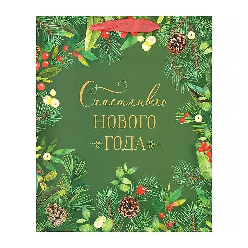 Подарочный пакет Новогодний в ассортименте 26x32x12 см 1 шт