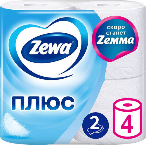 

Туалетная бумага Zewa Плюс без аромата 2 слоя 4 шт.