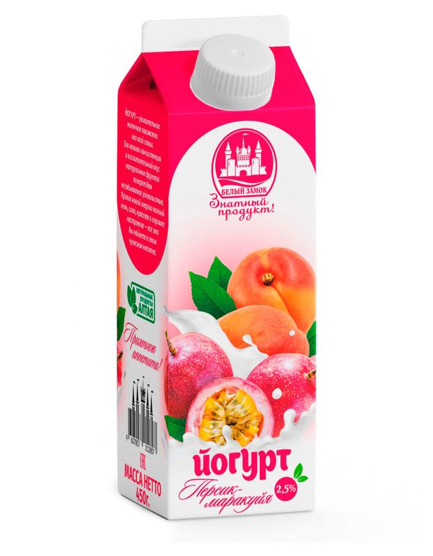 

Йогурт Белый замок персик маракуйя 2.5% 450 мл