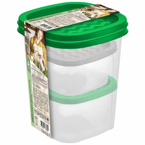 Набор контейнеров Hitt 4в1 квадратных 4 шт.