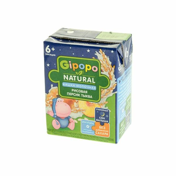 Кашка молочная Gipopo Рисовая с персиком и тыквой с 6 мес, 200 мл