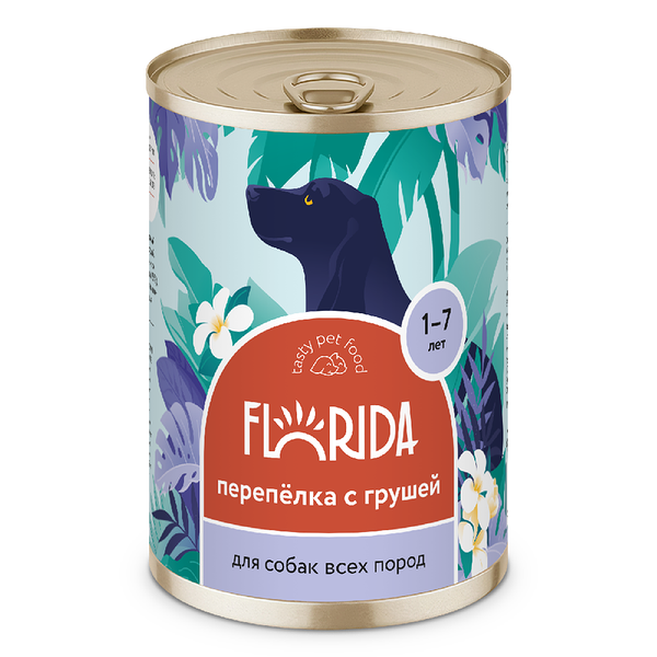 Консервы Florida для собак с перепёлка с грушей 400 г