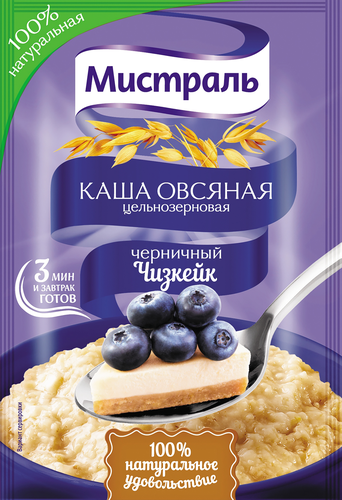 

Каша овсяная Мистраль Черничный чизкейк с черникой 40 г
