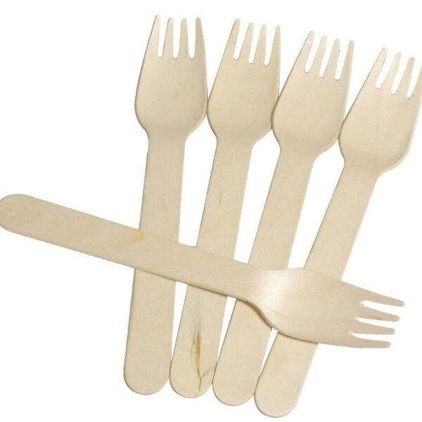 Вилки одноразовые деревянные столовые 6 шт