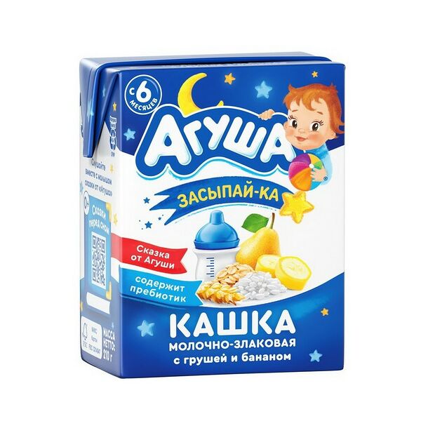 Каша молочная злак Засыпай-ка с грушей и бананом 2,7% 200мл ДП Агуша