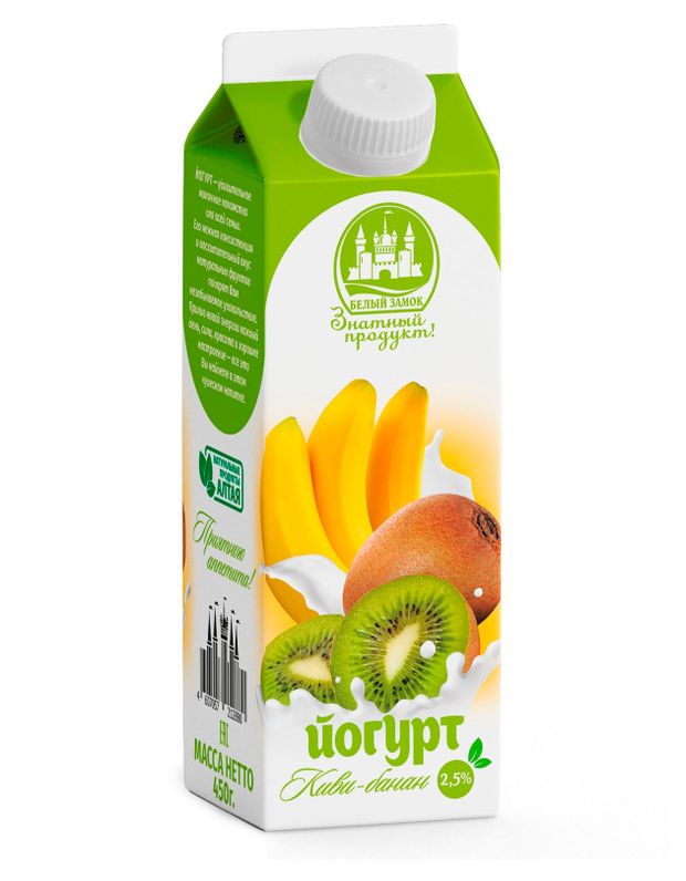 

Йогурт питьевой Белый замок киви банан 2.5% 450 г