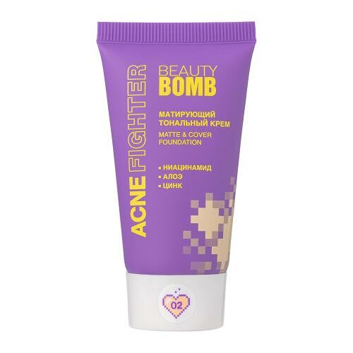 Тональный крем Beauty bomb Acne Fighter тон 02 Теплый бежевый 25 мл