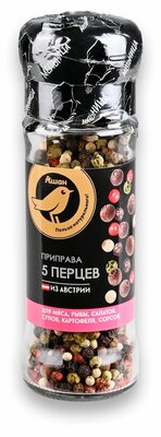 Приправы Ашан Золотая птица 5 перцев мельница, 50 г