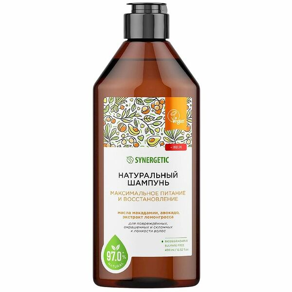 Шампунь для волос Synergetic Максимальное питание и восстановление бессульфатный 400 мл