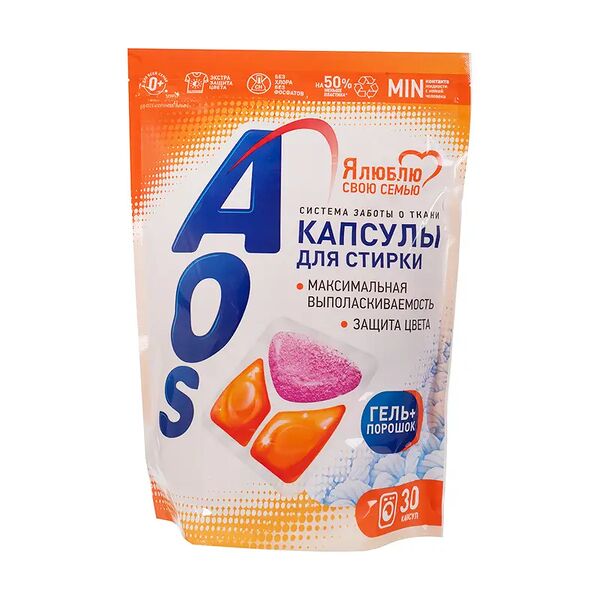 Капсулы для стирки, AOS, 30 шт.