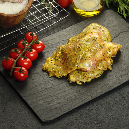

Стейк ЛЕНТА FRESH СП куриный из филе бедра в маринаде полуфабрикат охлажденный вес