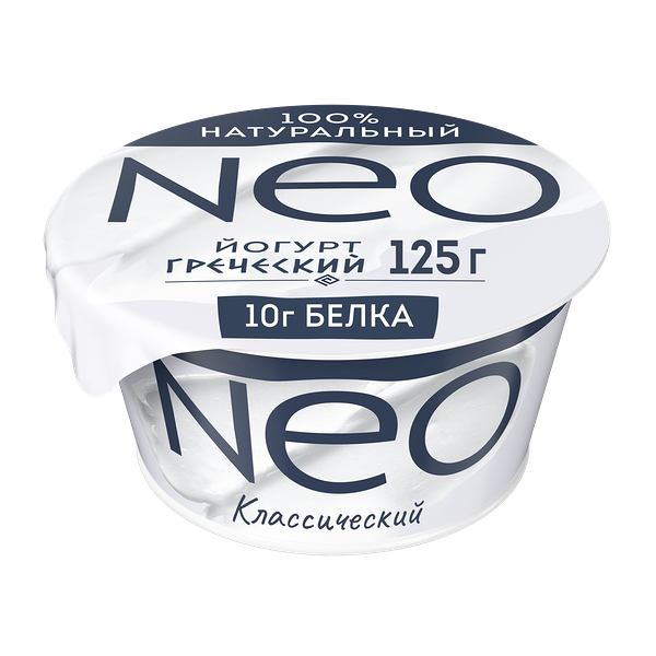 Йогурт Neo Греческий Классический 100% натуральный с высоким содержанием белка 2% 125 г