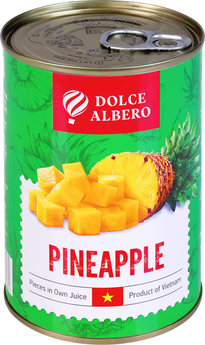 

Ананасы Dolce Albero кусочки в собственном соку 425 мл