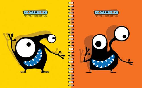 

Тетрадь ПЗБМ Кляксоиды перевертыш на гребне в клетку 96 листов 1 шт. дизайн в ассортименте