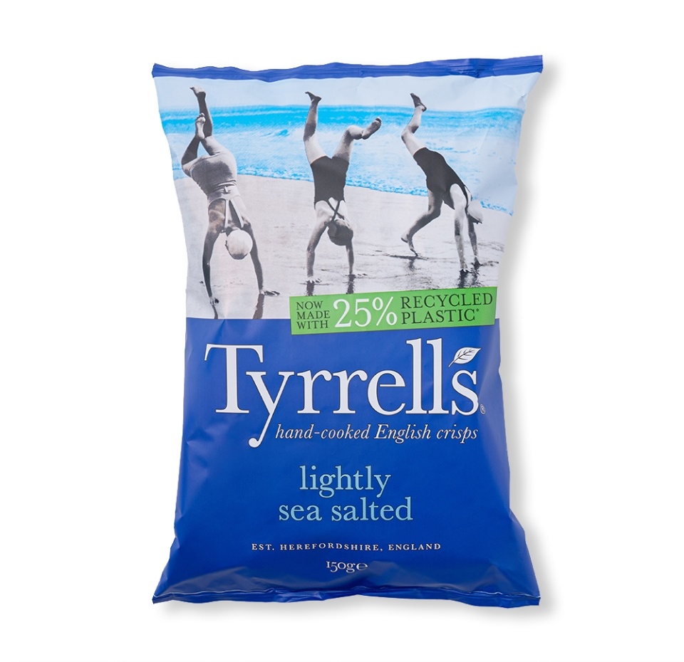 

Чипсы картофельные Tyrrells с морской солью слабосолёные 150 г