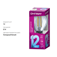 

Лампа светодиодная Онлайт LED 12Вт, 4000К, Е14, шар, филамент Арт. 80891