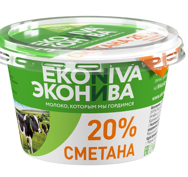 Сметана ЭкоНива 20%, 180 г