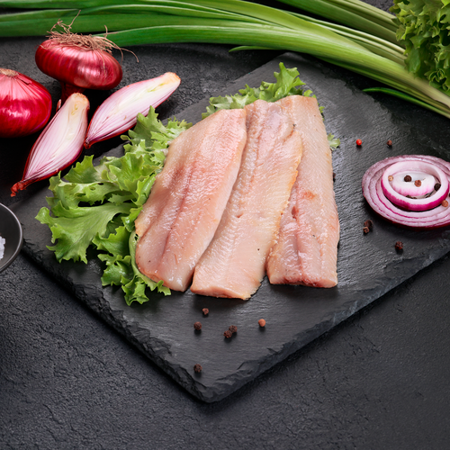 

Сельдь Атлантическая слабосоленая Лента Fresh в солевой заливке филе весовая