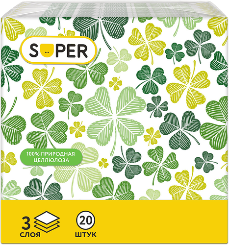 Салфетки SUPER бумажные Мечты 3-сл 33х33 см дизайн в ассортименте