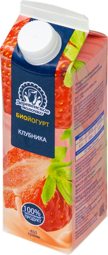 

Биойогурт Деревенское молочко клубника 2.5% 450 г