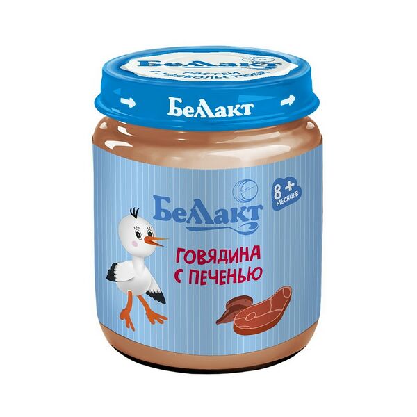 Пюре мясное Беллакт из говядины с печенью с 8мес 95г ст/б ДП
