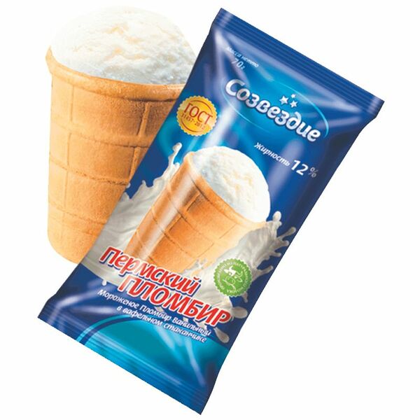 Мороженое Пермский Пломбир Ванильный 12% 70 г