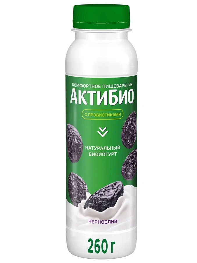 

Йогурт питьевой АктиБио Комфортное пищеварение с черносливом 1.5% БЗМЖ 260 г