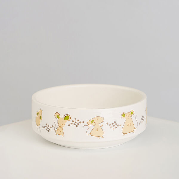 Миска фарфоровая Rurri для кошек Мышки белый 350 мл