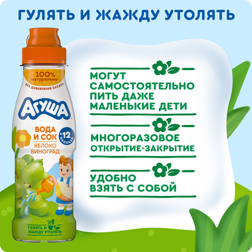 

Напиток Агуша вода с соком Яблоко-Виноград с 12 месяцев 0.3 л