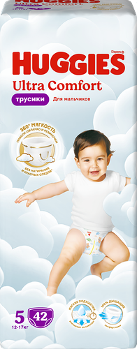 Подгузники-трусики для мальчиков Huggies Ultra Comfort №5 12-17 кг 42 шт.