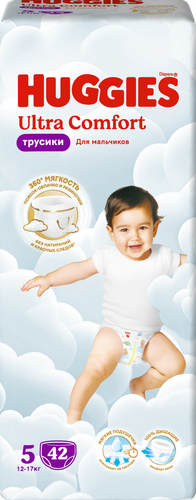 

Подгузники-трусики для мальчиков Huggies Ultra Comfort №5, 12-17 кг, 42 шт
