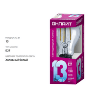 

Лампа светодиодная Онлайт LED 13Вт 4000K E27 Груша филамент, Арт. 80877