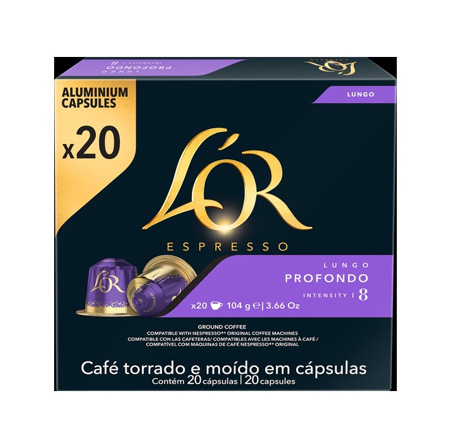 

Кофе в алюминиевых капсулах L'Or Espresso Lungo Profondo для системы Nespresso 20 шт. 104 г