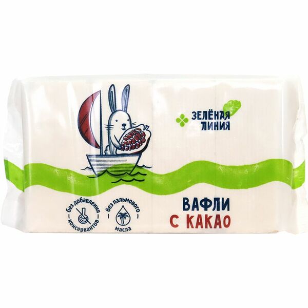 Вафли с какао неглазированные Зелёная Линия, 150 г