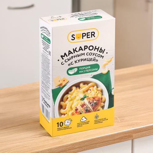 

Макароны Super с сырным соусом с курицей 143 г