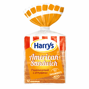 Хлеб Harry's American Sandwich пшеничный с отрубями 12 ломтиков, 515г