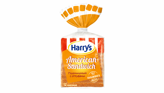 Хлеб Harry's American Sandwich пшеничный с отрубями 12 ломтиков, 515г
