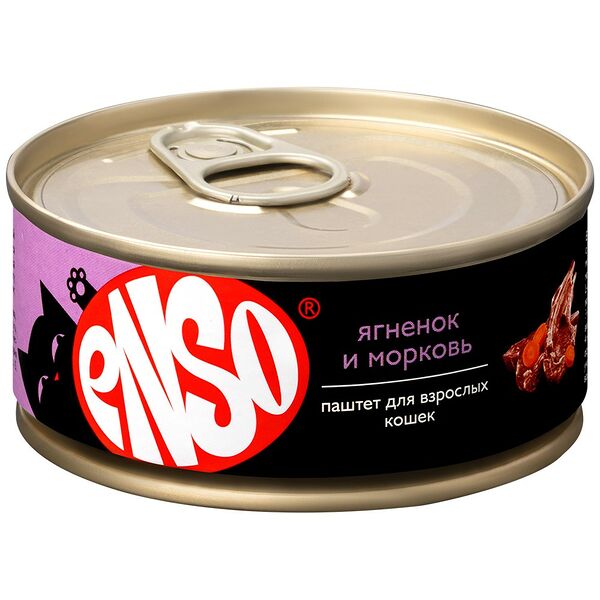 Корм для кошек ENSO паштет с ягненком и морковью банка 100г (упаковка - 24 шт)
