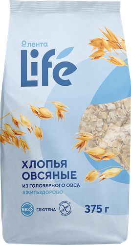 Хлопья овсяные безглютеновые Лента Life, 375 г