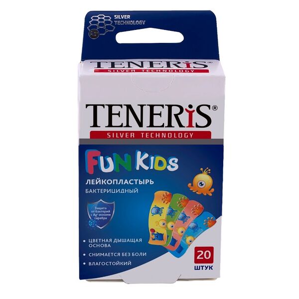 Лейкопластырь TENERIS Fun Kids бактерицидный 20 шт