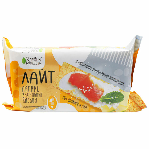 Хлебцы вафельные Хлебцы Молодцы Лайт с витаминами хрустящие, 70 г