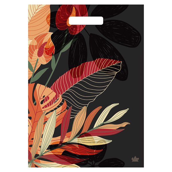 Пакет Грэй глосс Листья с вырубной ручкой 43х31.5 см