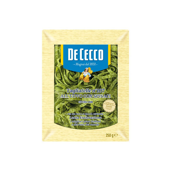 Макаронные изделия яичные из твердых сортов пшеницы ТАЛЬЯТЕЛЛЕ АЛЛ' УОВО СО ШПИНАТОМ №107 250г ТМ De Cecco