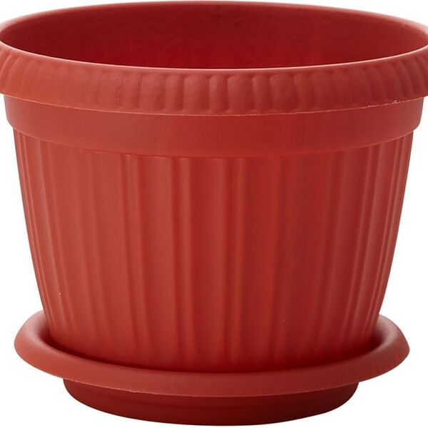 Горшок для цветов IdiLand Basil с поддоном терракотовый d-230мм 4л