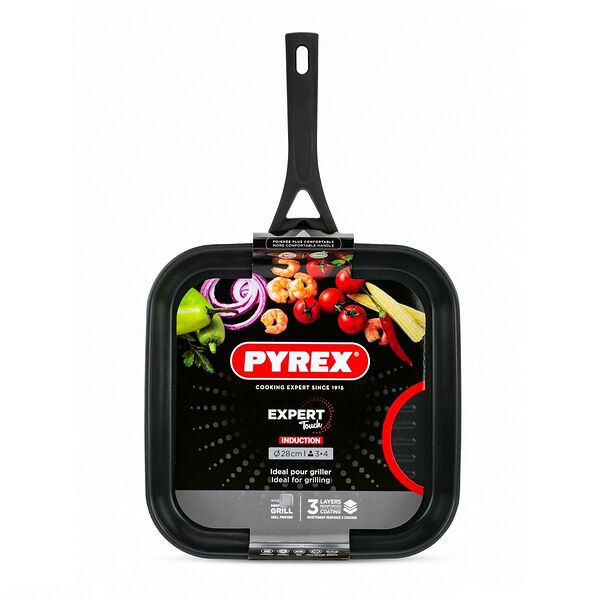 Сковорода-гриль Pyrex Expert touch, 28 см, индукция, нерж. сталь