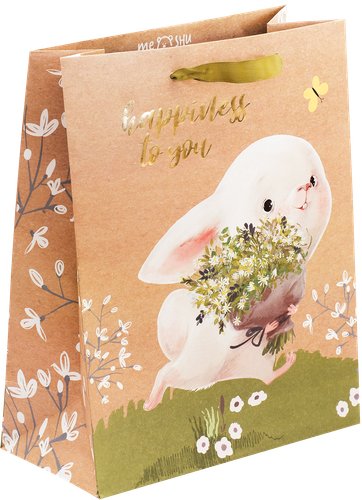 

Пакет подарочный MESHU Happiness to you, крафт, отделка фольгой, 18х23х10см, Арт. MS_45708