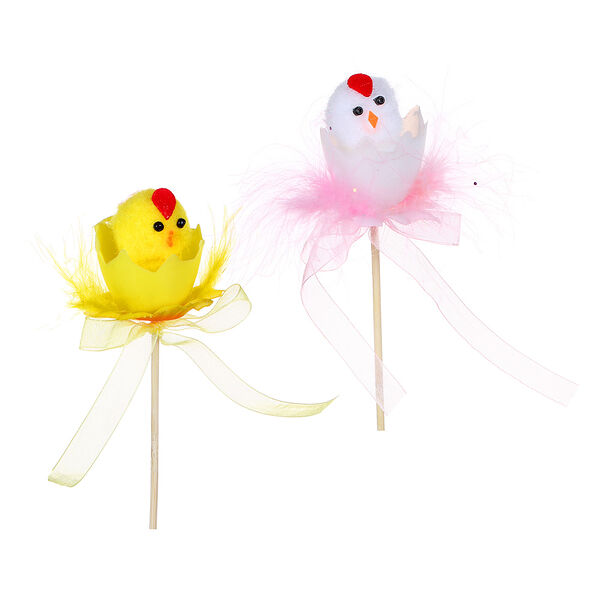 Декор пасхальный, топпер, курочки, 18 см, 2 цвета